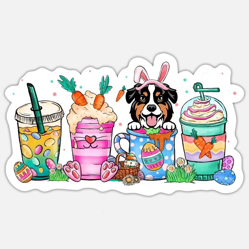 Dog coffee easter australiansheperd 4500x5400Austr Sticker size S (10 x 10 cm)