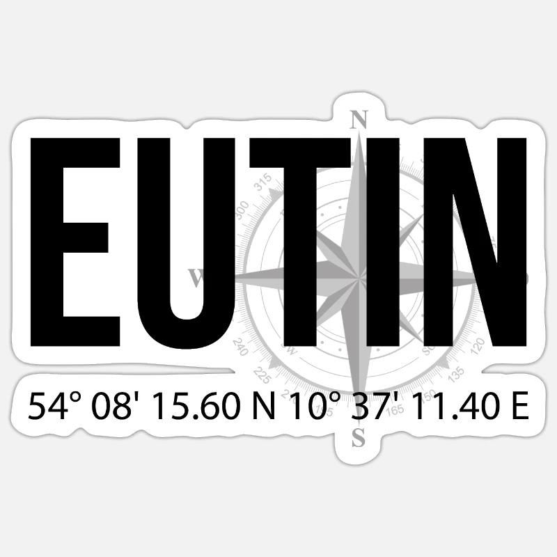 Koordinaten Eutin - Sticker Größe S (10 x 10 cm) - Mattweiß
