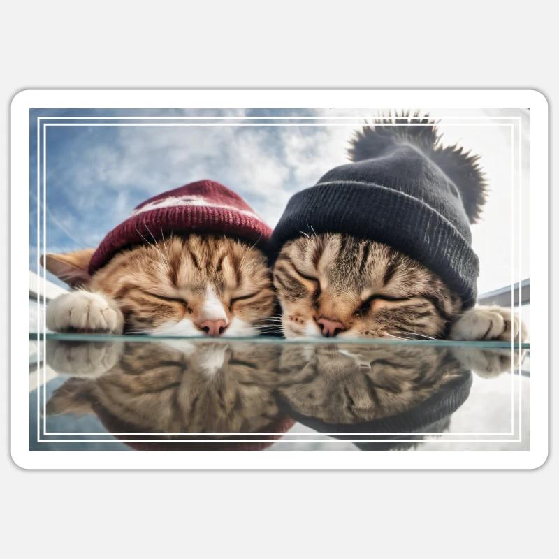 Two cute sleeping kittens - Sticker size S (10 x 10 cm) - white matte