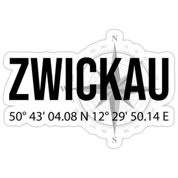 Koordinaten Zwickau - Sticker Größe S (10 x 10 cm) - Mattweiß - Vorne