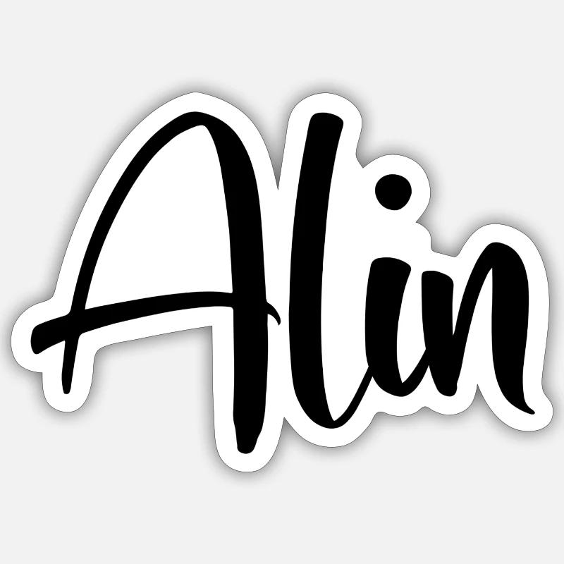 Nom - Alin - Sticker taille S (10 x 10 cm) - blanc mat