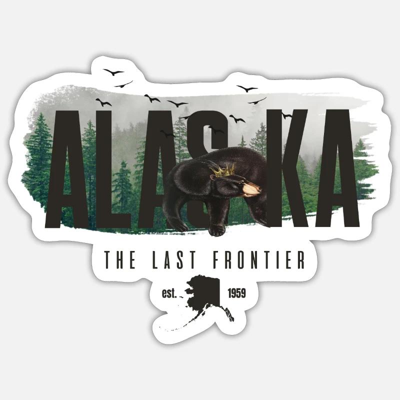 Alaska The Last Frontier - Sticker taille S (10 x 10 cm) - blanc mat