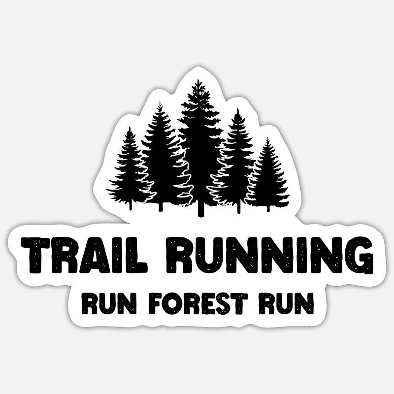 Course à pied - Run Forest Run - Sticker taille S (10 x 10 cm) - blanc mat