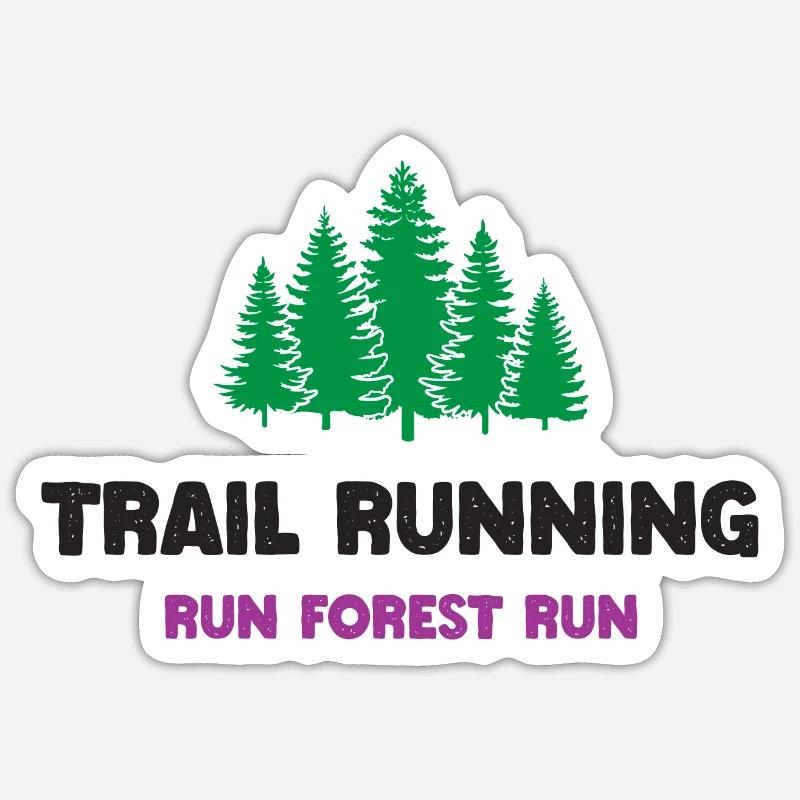 Trailrunning - Run Forest Run - Sticker Größe S (10 x 10 cm) - Mattweiß