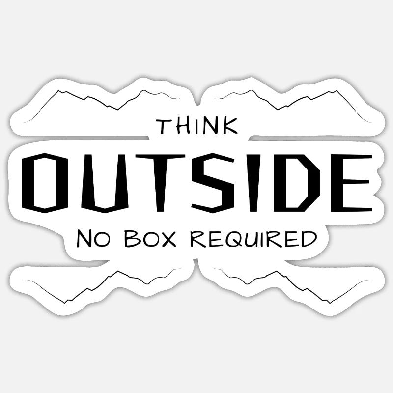 Think Outside - Quer denken ohne Box. Sticker Größe S (10 x 10 cm)