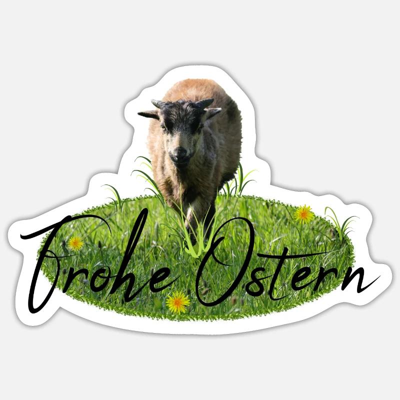 Frohe Ostern Lamm - Sticker Größe S (10 x 10 cm) - Mattweiß