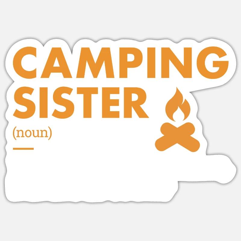 Camper Sister Définition Camping - Sticker taille S (10 x 10 cm) - blanc mat