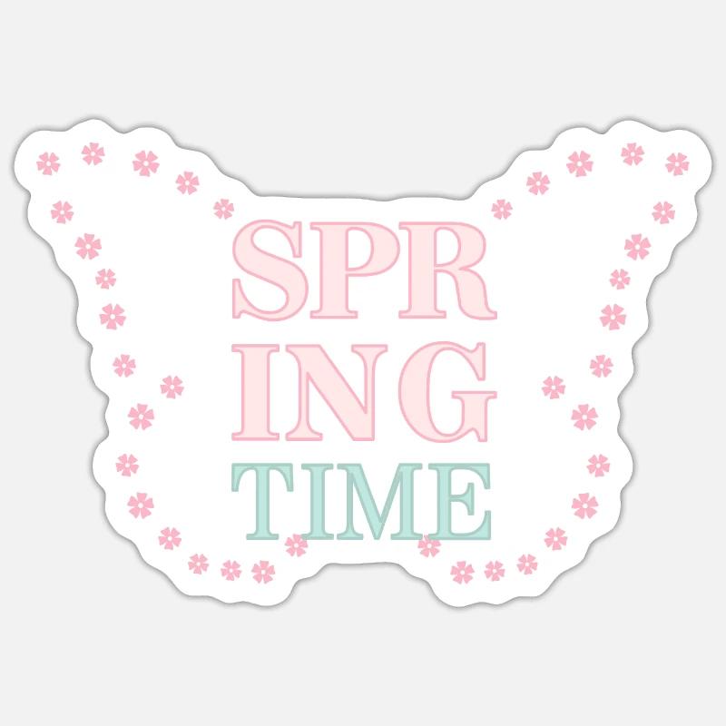 Spring Time - Der Frühling ist da! - Sticker Größe S (10 x 10 cm) - Mattweiß