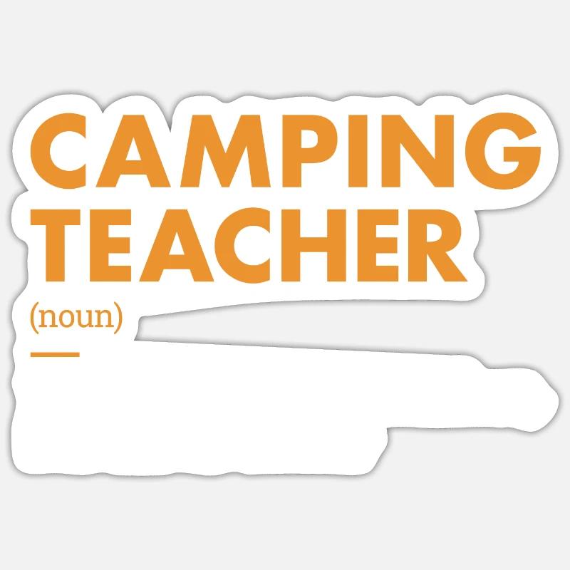 Camper Enseignant Définition Camping - Sticker taille S (10 x 10 cm) - blanc mat