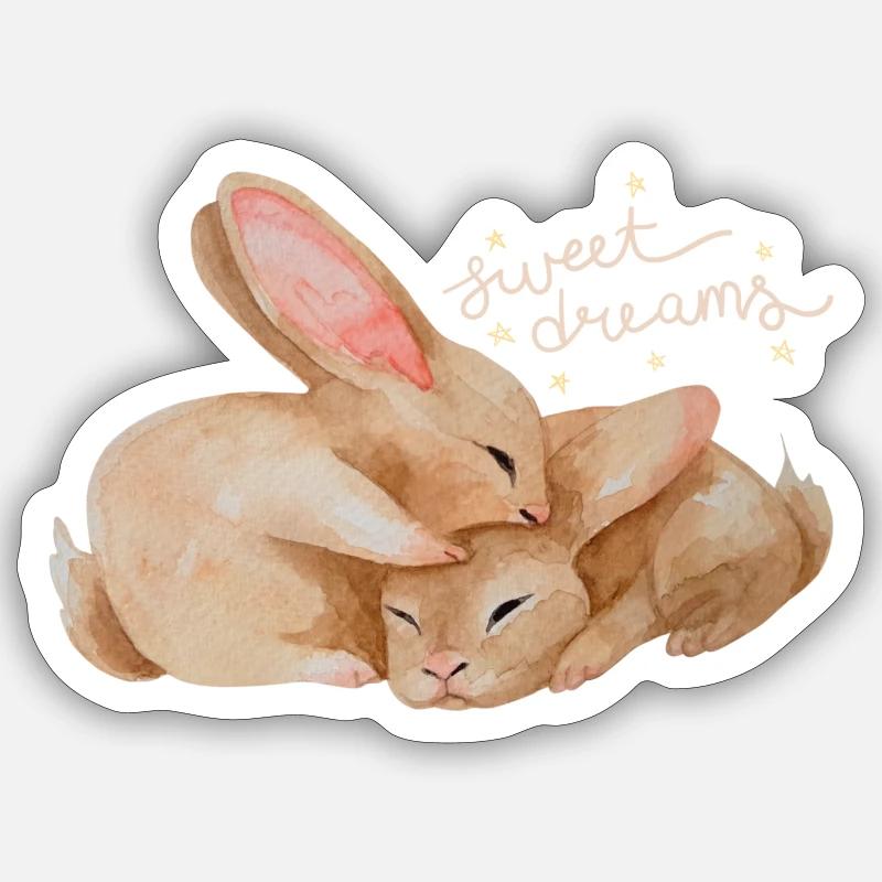 Kuschelhasen - Sticker Größe S (10 x 10 cm) - Mattweiß