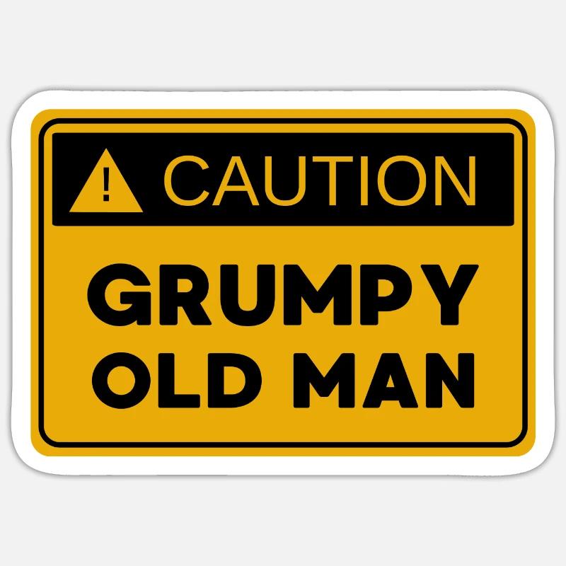 Caution: Grumpy Old Man Sticker size S (10 x 10 cm)