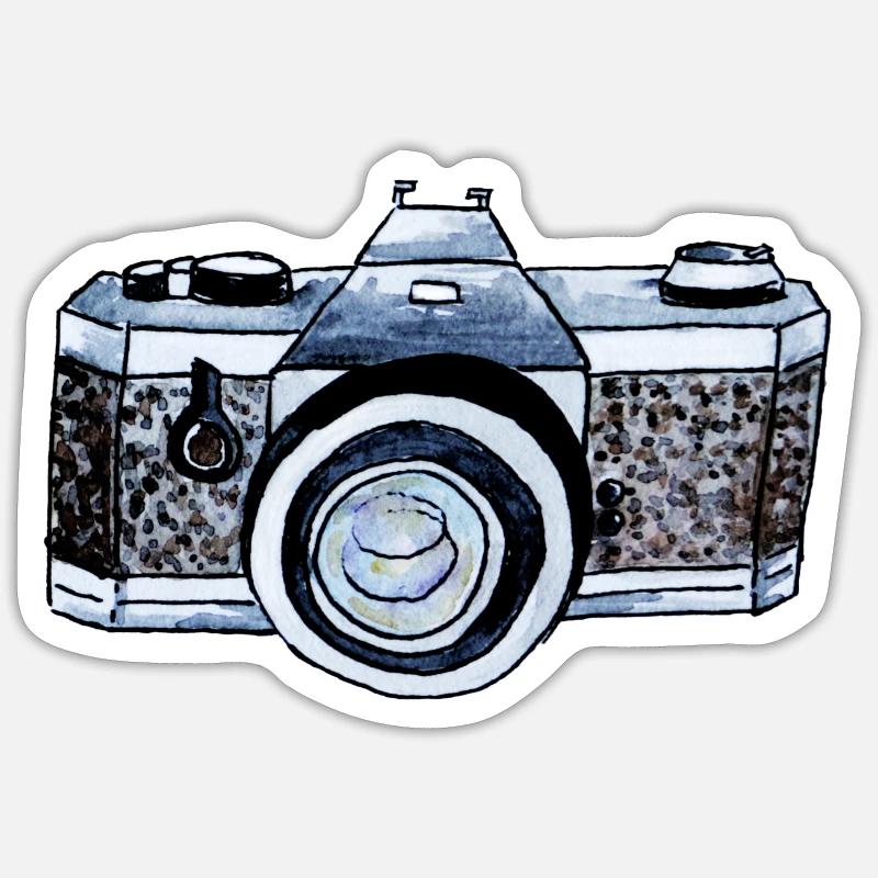 Caméra - Sticker taille S (10 x 10 cm) - blanc mat