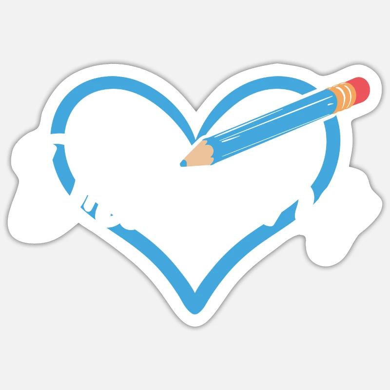 Drawer Heart Drawing - Sticker size S (10 x 10 cm) - white matte