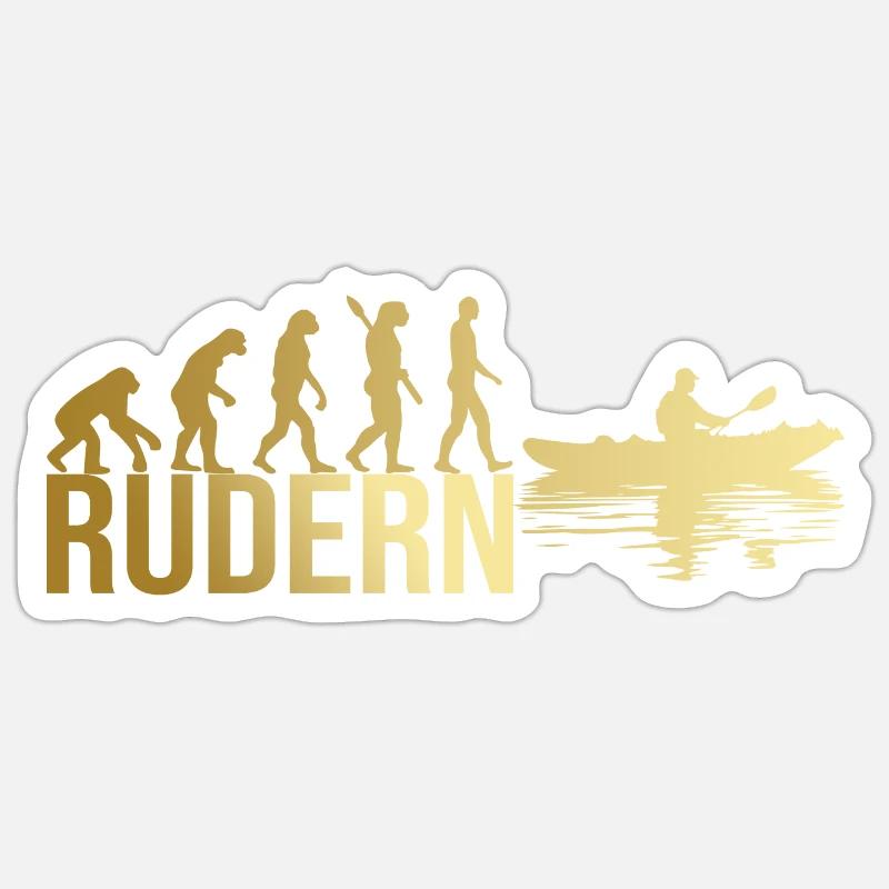 Evolution Rudern - Sticker Größe S (10 x 10 cm) - Mattweiß