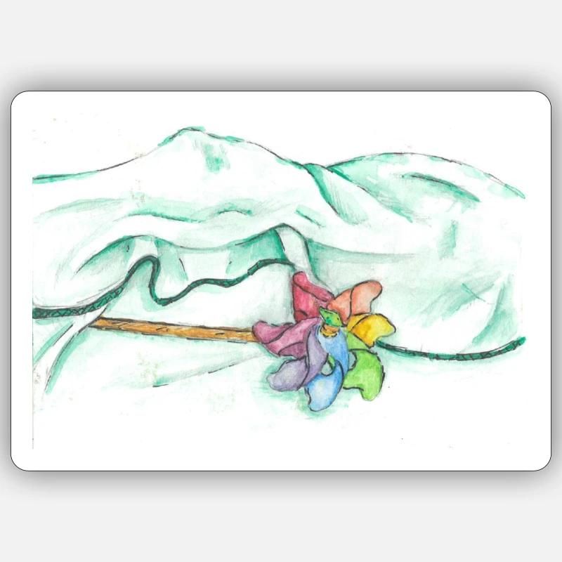 Windmühle & Vorhang Sticker Größe S (10 x 10 cm)