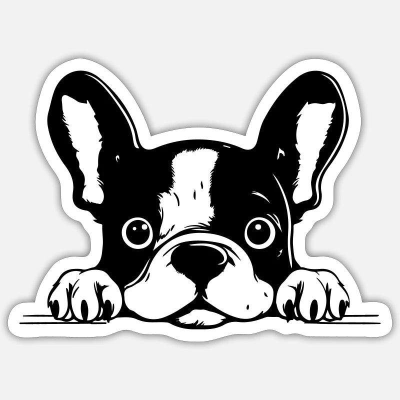 Bouledogue français - Sticker taille S (10 x 10 cm) - blanc mat