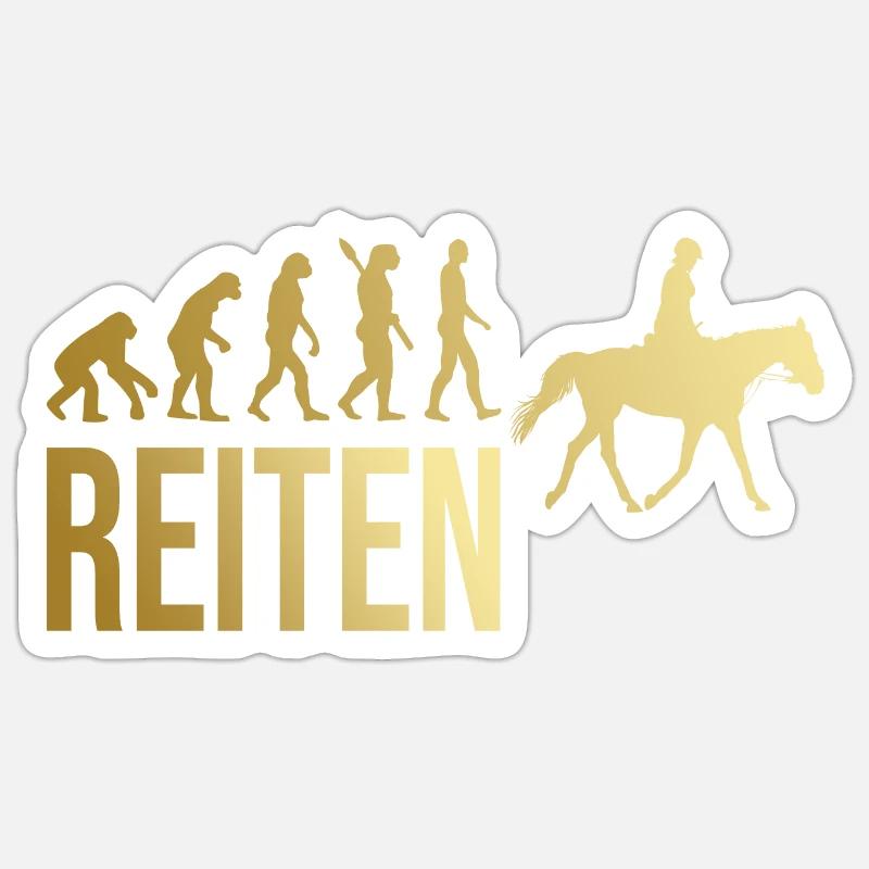 Reiten Evolution - Sticker Größe S (10 x 10 cm) - Mattweiß