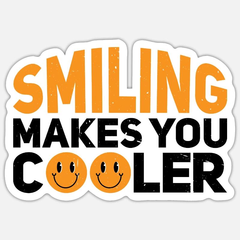 Smiling Makes You Cooler - Sticker Größe S (10 x 10 cm) - Mattweiß