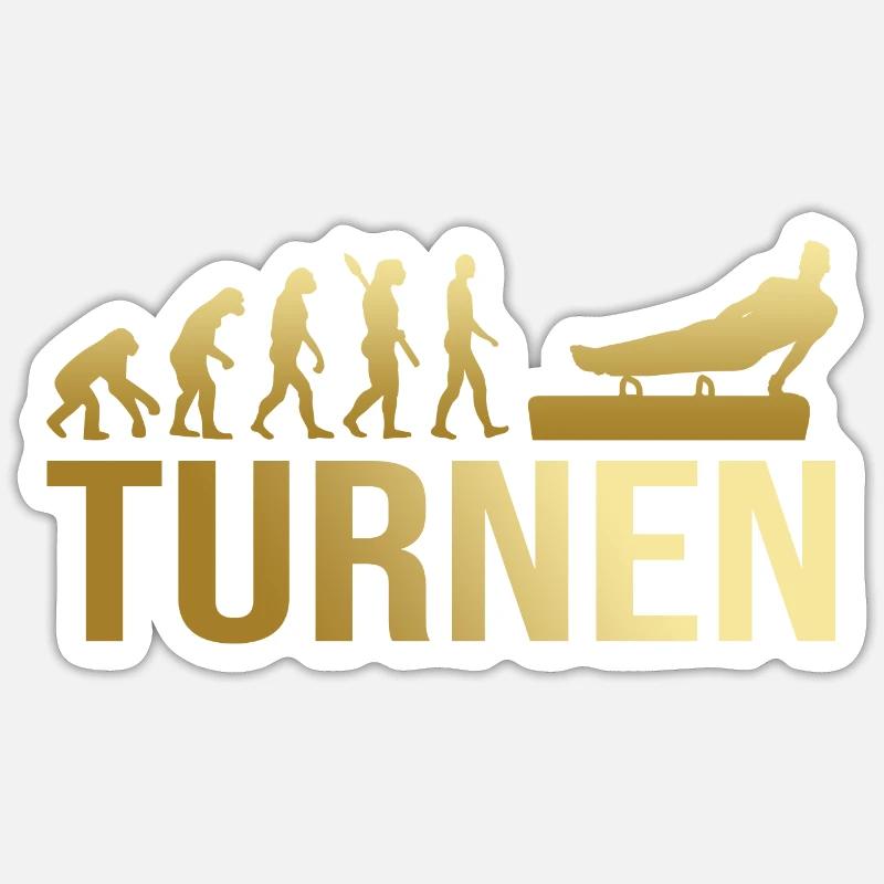 Evolution Turnen - Sticker Größe S (10 x 10 cm) - Mattweiß