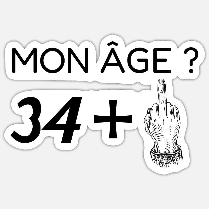 mon âge 35 - Sticker taille S (10 x 10 cm) - blanc mat