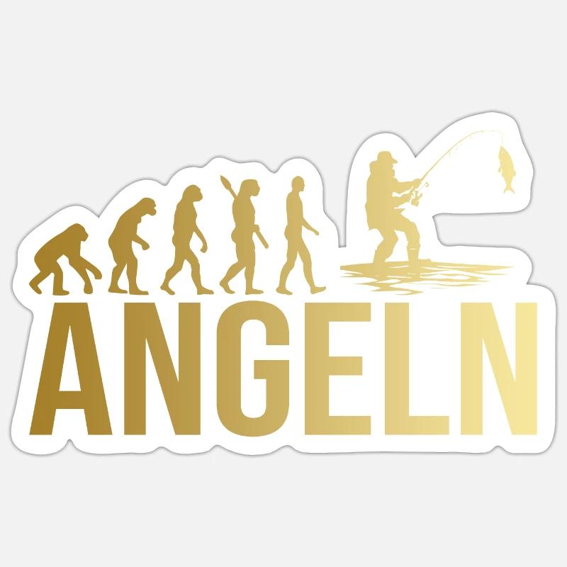Evolution Angeln - Sticker Größe S (10 x 10 cm) - Mattweiß