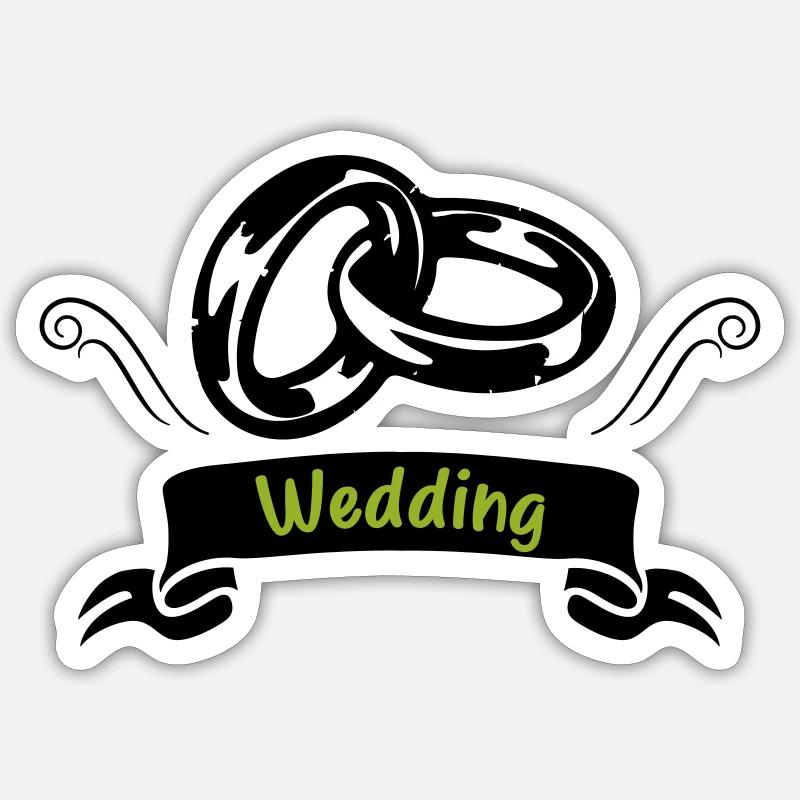 Alliances Bague Mariage - Sticker taille S (10 x 10 cm) - blanc mat