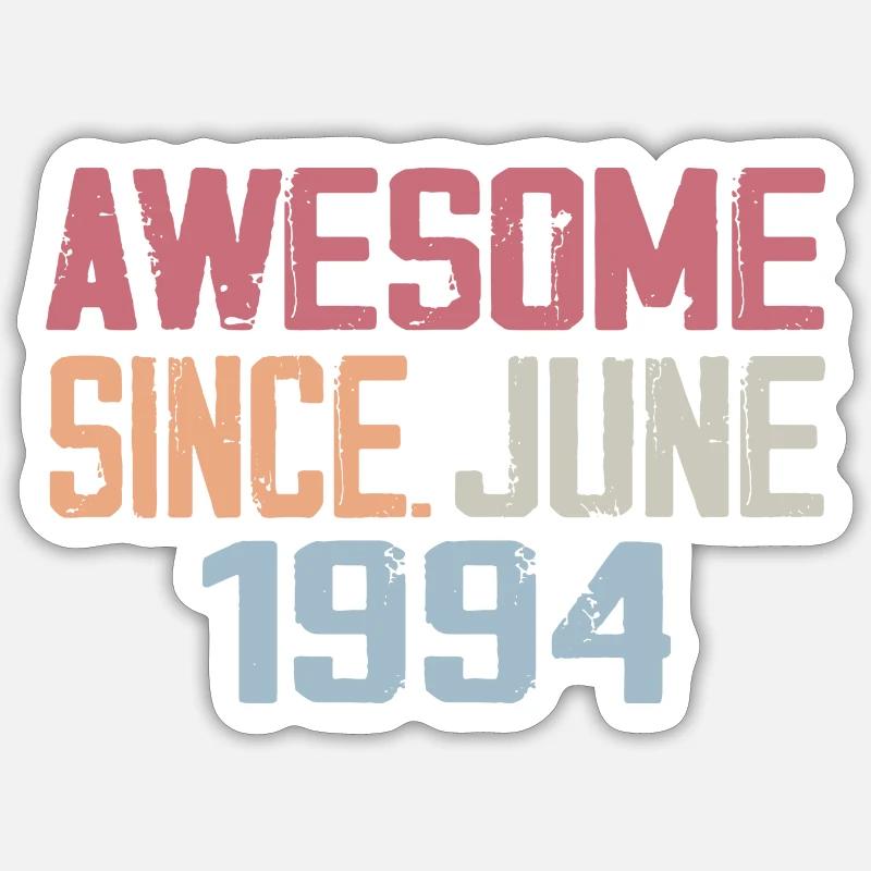 Juni 1994 Juni Retro Geburtstagsgeschenk Juni 1994 - Sticker Größe S (10 x 10 cm) - Mattweiß