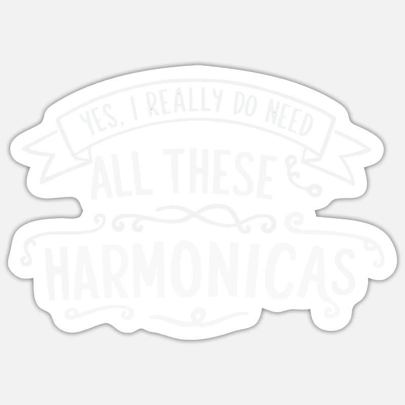 Harmonica Playing Gift - Sticker size S (10 x 10 cm) - white matte