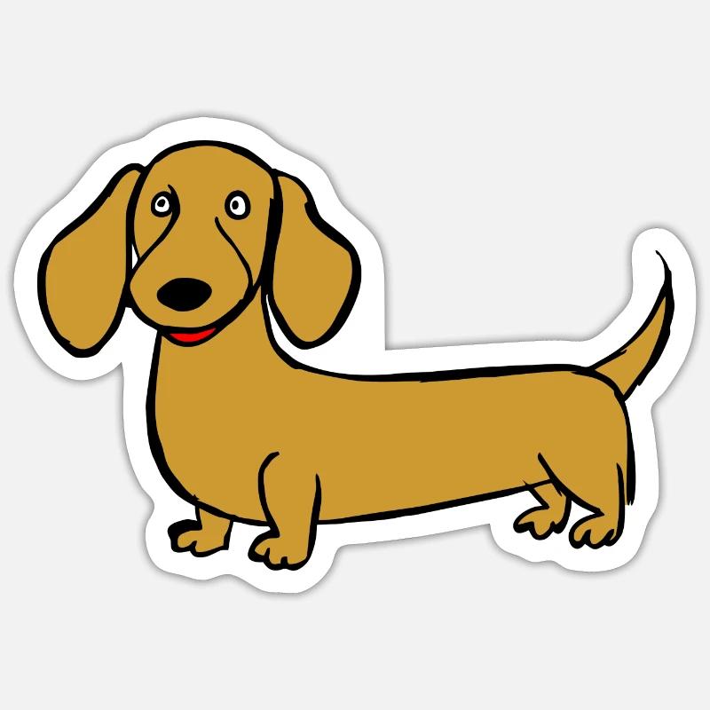 Coloré drôle d’enfant dessinant teckel - Sticker taille S (10 x 10 cm) - blanc mat