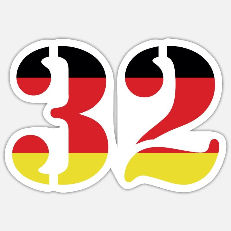 32 Number Jersey Germany - Sticker size S (10 x 10 cm) - white matte