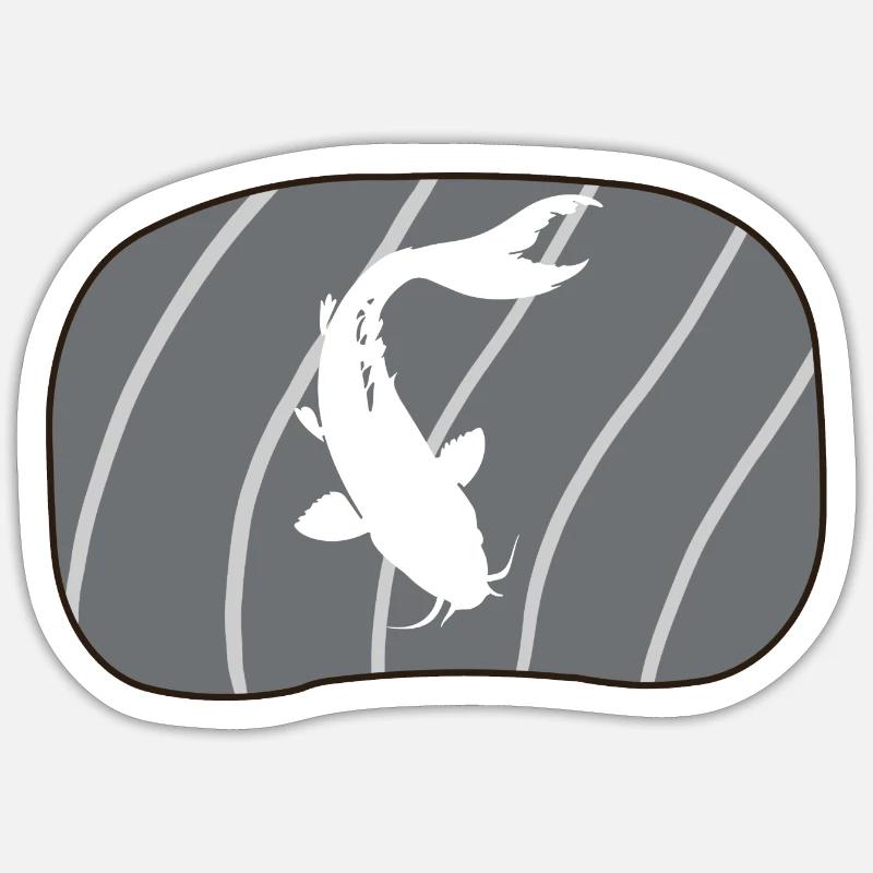 Étang de carpes koï - Sticker taille S (10 x 10 cm) - blanc mat