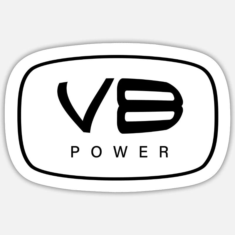 V8 Power - Sticker size S (10 x 10 cm) - white matte