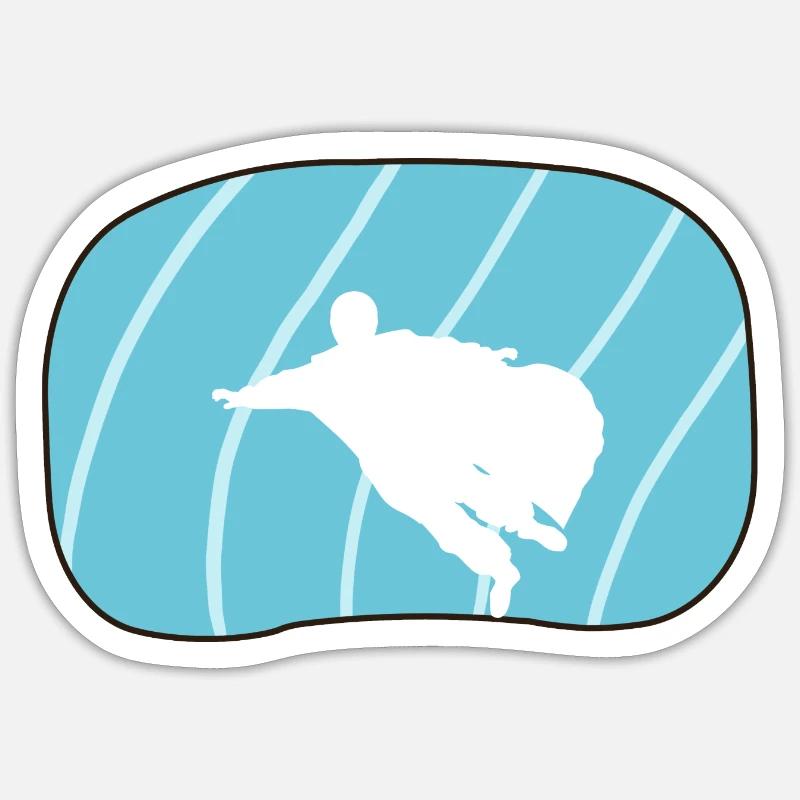 Cascadeur volant en wingsuit - Sticker taille S (10 x 10 cm) - blanc mat