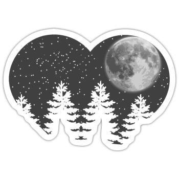 Moonlit Forest Night Scene Design - Sticker size S (10 x 10 cm) - white matte - Front