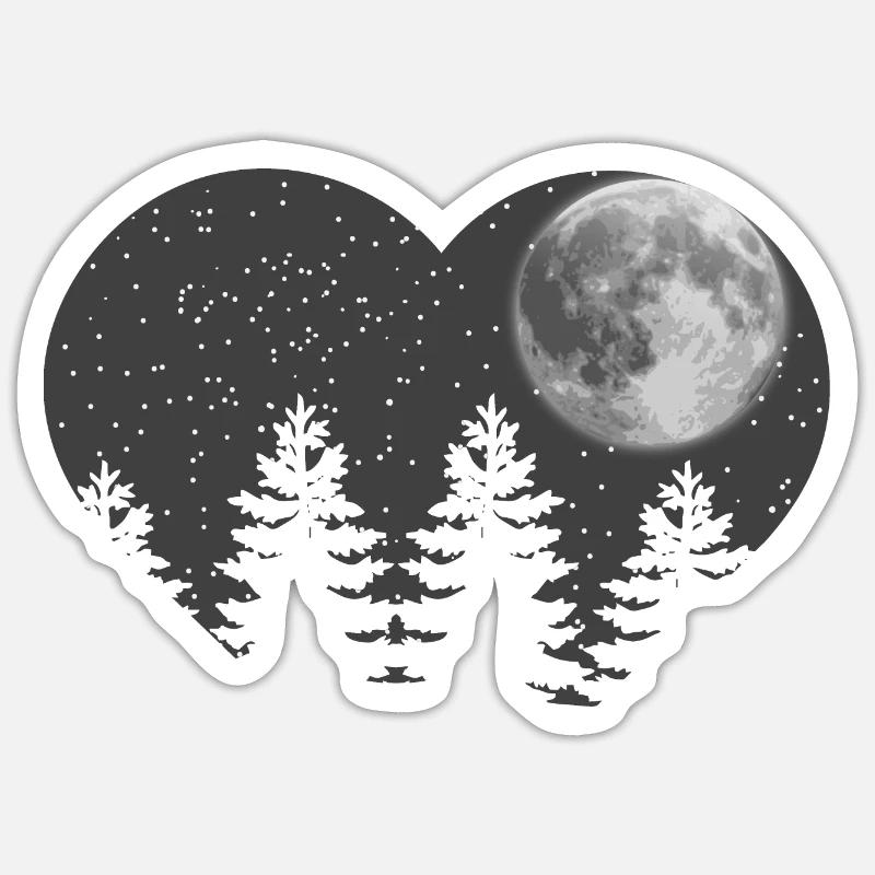 Moonlit Forest Night Scene Design Sticker size S (10 x 10 cm)