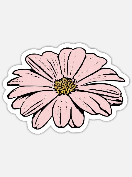 Blume rosa pinke Blume Blumen pink rosa Blumen - Sticker Größe S (10 x 10 cm) - Mattweiß