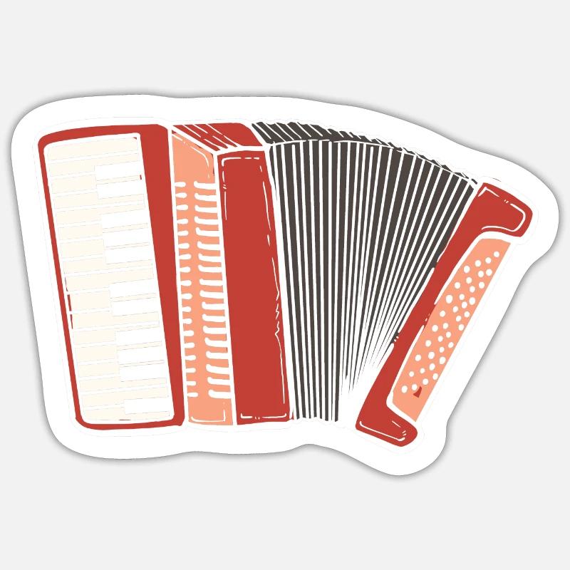 Akkordeon - Sticker Größe S (10 x 10 cm) - Mattweiß