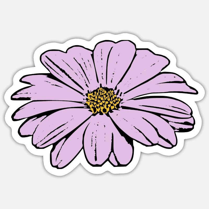 Fleur fleur pastel fleurs fleurs pastel lilas - Sticker taille S (10 x 10 cm) - blanc mat