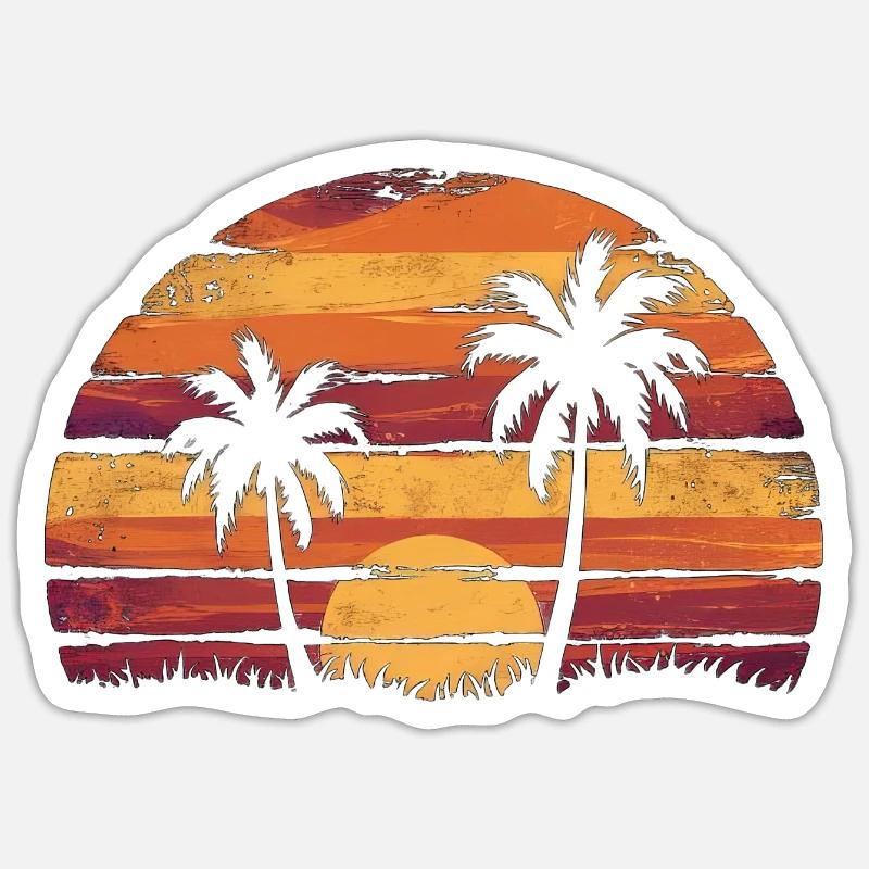 Vintage Sunset Silhouette - Sticker Größe S (10 x 10 cm) - Mattweiß
