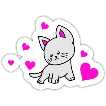 cat love 02 - Sticker Größe S (10 x 10 cm) - Mattweiß - Vorne