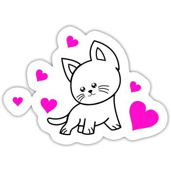 cat love 01 - Sticker Größe S (10 x 10 cm) - Mattweiß - Vorne