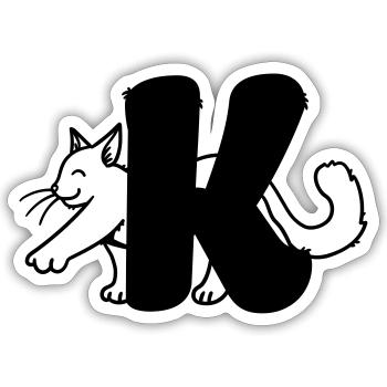 Lettre K chat - Sticker taille S (10 x 10 cm) - blanc mat - Devant