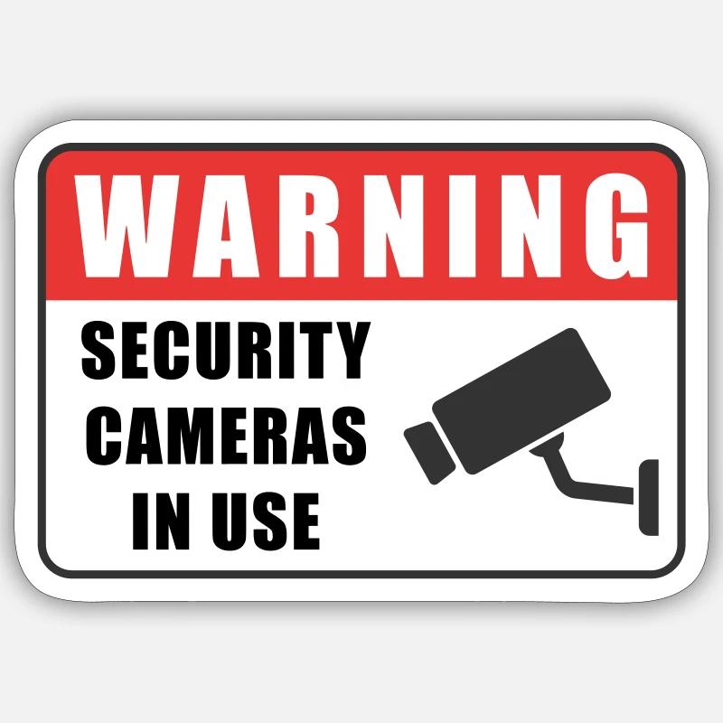 SECURITY CAMERAS IN USE - Sticker size S (10 x 10 cm) - white matte