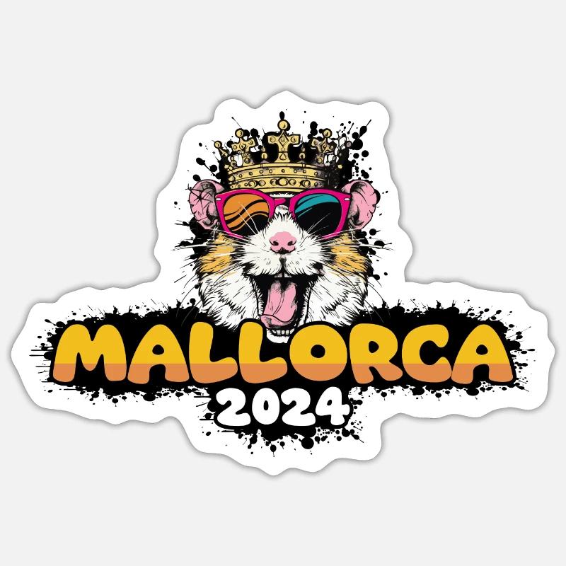 Mallorca 2024 Hamster - Sticker taille S (10 x 10 cm) - blanc mat