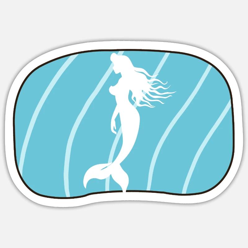 Sirène Aquarium Lamantin - Sticker taille S (10 x 10 cm) - blanc mat