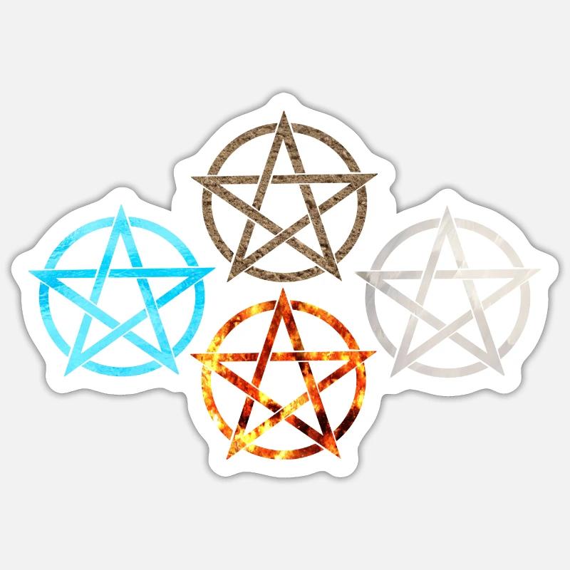 Pentagram Four Elements Sticker size S (10 x 10 cm)