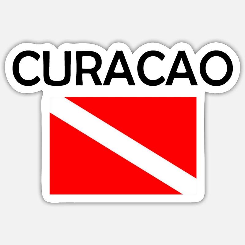 Curacao Diver Down Flag - Scuba - Diving - Tauchen - Sticker size S (10 x 10 cm) - white matte
