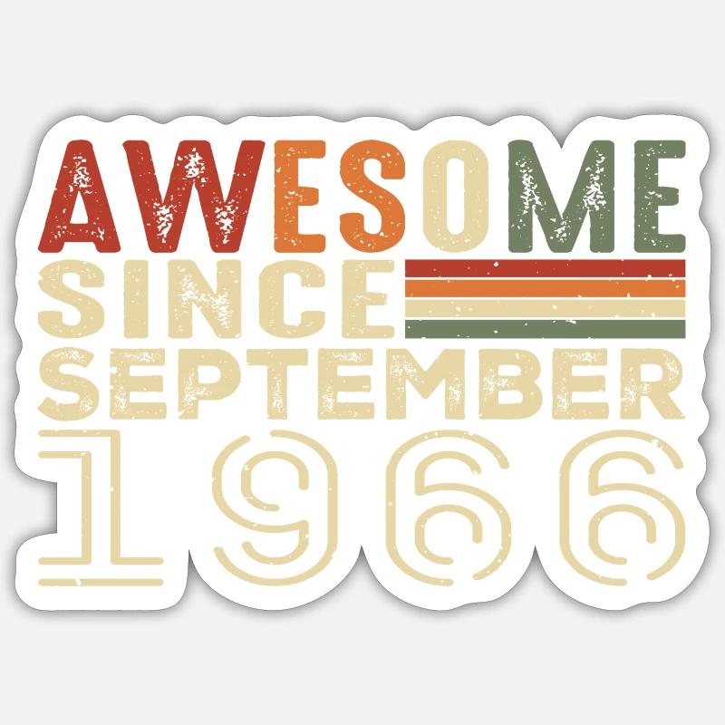 Septembre 1966, cadeau d’anniversaire Septembre 1966 - Sticker taille S (10 x 10 cm) - blanc mat