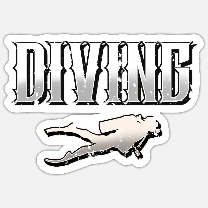 Plongée plongeur - Sticker taille S (10 x 10 cm) - blanc mat