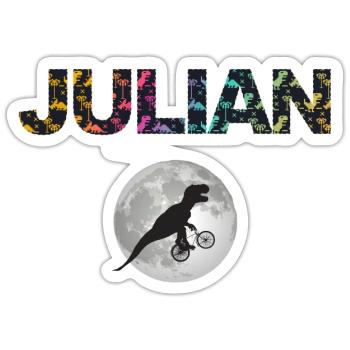 JULIAN - Beautiful boy name with dinosaur - Sticker size S (10 x 10 cm) - white matte - Front